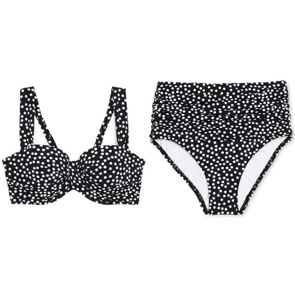 Lands' End Other - Lands End navy blue & white polka dot high waist bikini women's size 8 summer